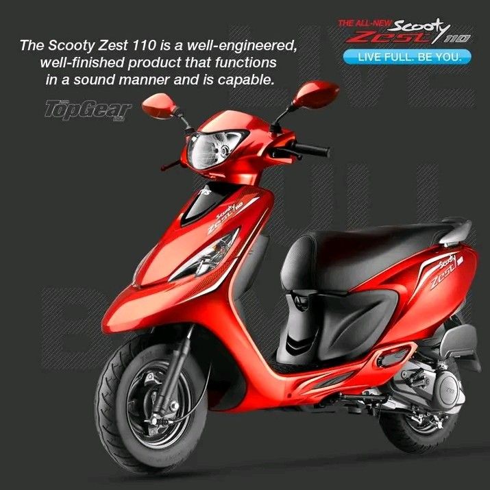 TVS Zest 110 rear three-quarter view showing engine and body design